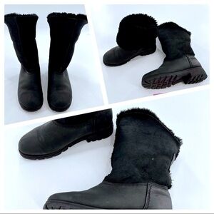 Sorel Black Leather Winter  Pull on Womens Boots size 6